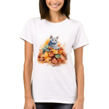 Gato 2 en camiseta otoño