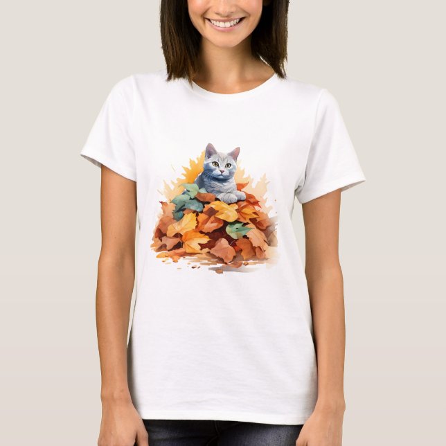 Gato 2 en camiseta otoño (Anverso)