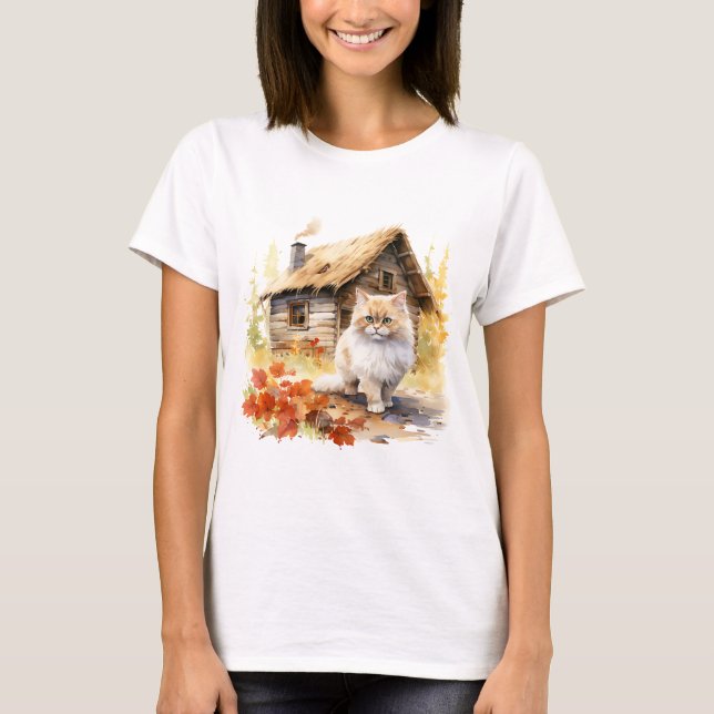 Gato 4 en camiseta otoño (Anverso)