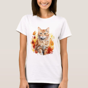 Gato 7 en camiseta otoño