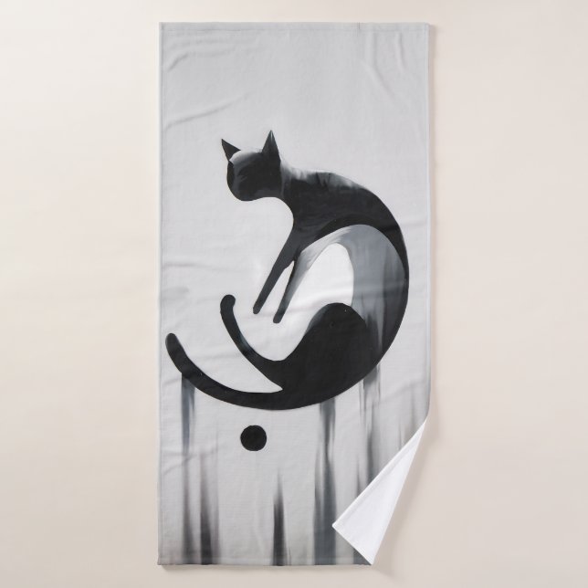 Gato abstracto moderno - Arte de diseño Minimalist (Toalla de baño)