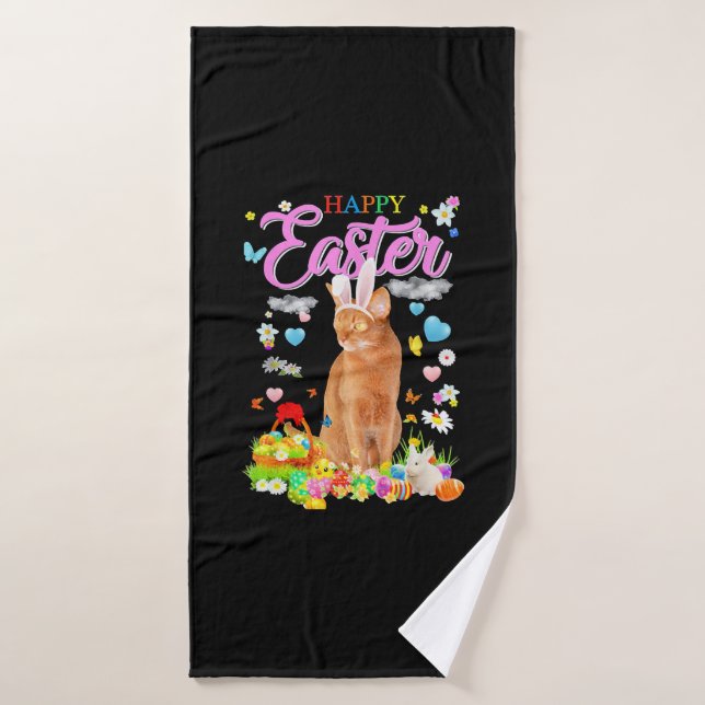 Gato Abysinian Feliz Pascua (Toalla de baño)