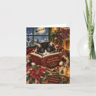 Gato acogedor de Navidad Tarjeta de Navidad Gato e