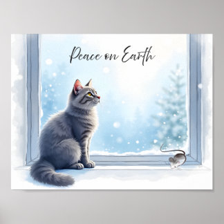 Gato Acogedor y Ratón junto a la Ventana Arte en A