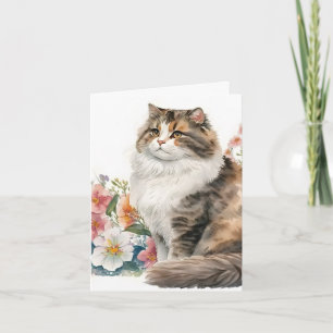 Gato acuarela con flores
