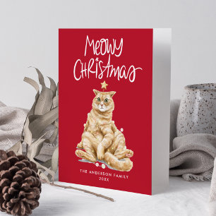Gato Adorable Acuarela Navidad Meowy No Foto