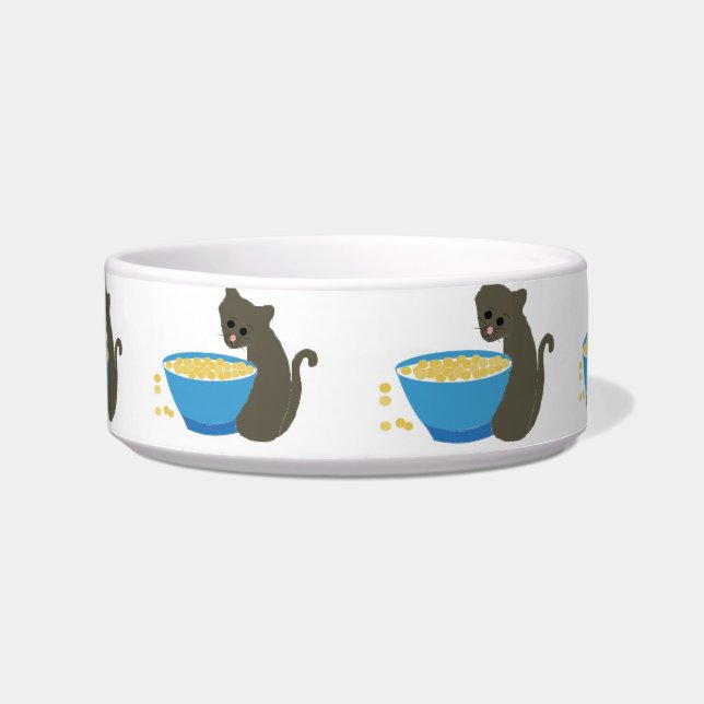Gato Adorable con un Plato de Comida para Gatos Az (Frente)