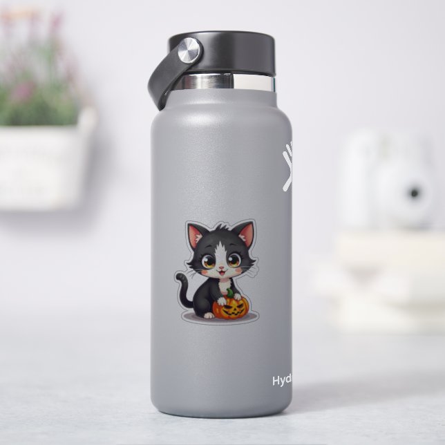 Gato adorable en blanco y negro – Pegatina de Hall (hidrofrasco)