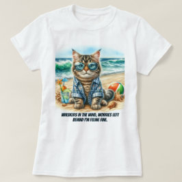 Gato Adorable en la Playa Camiseta para Amantes de