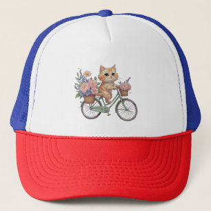 Gato Adorable en Sombrero de Bicicleta Floral – Re