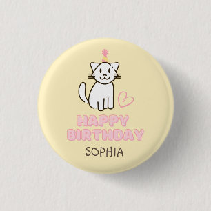 Gato Adorable en un botón Gorra de Cumpleaños