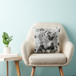 Gato Adorable Maullido | Almohada Cozy Negra y Bla