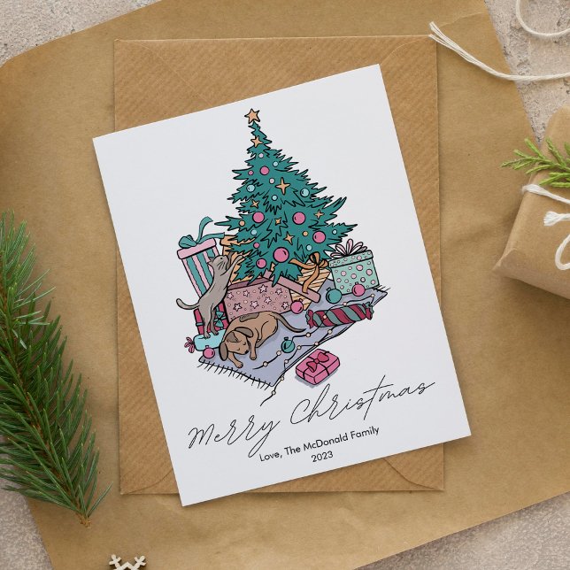 Gato Adorable y Árbol Perro Regalo Navidad Amante  (Subido por el creador)