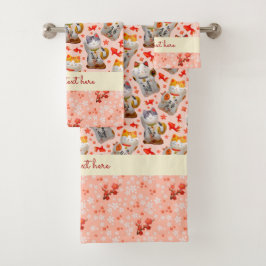 Gato afortunado japonés Kimono Peach Pink Koi Carp