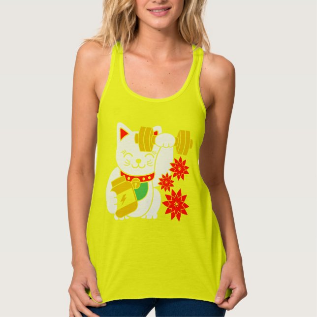 Gato afortunado Maneki Neko Lift Camisa de entrena (Anverso)