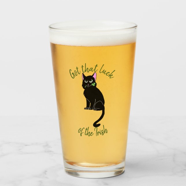 Gato afortunado Saint Patrick's Day Beer Glass Tub (Anverso (lleno))