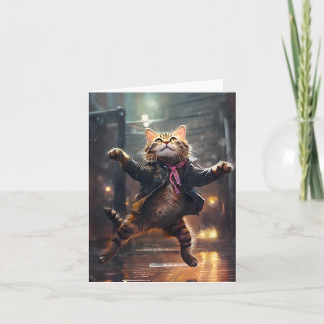 Gato Alegre Bailando En Lluvia (Anverso)