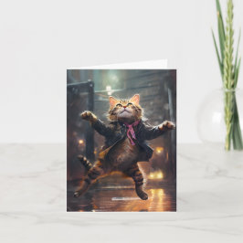 Gato Alegre Bailando En Lluvia