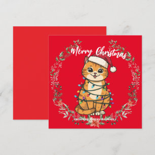 Gato alegre y brillante Navidad gatito nieve invie