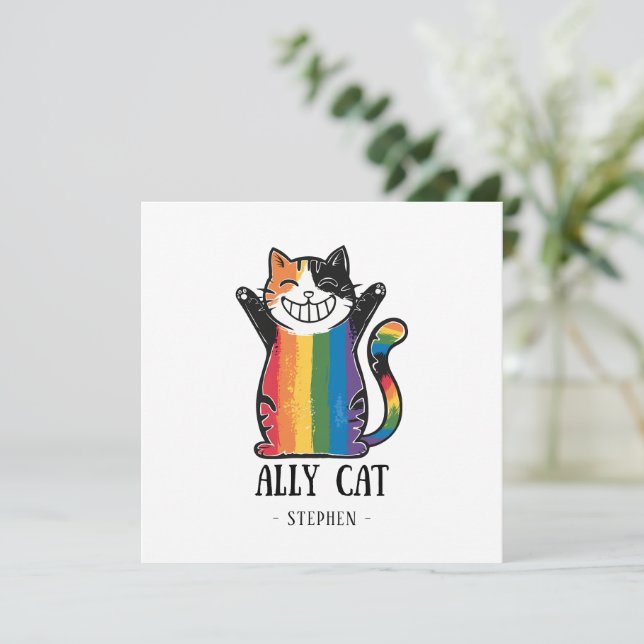 Gato aliado - Gato arcoiris Orgullo LGBTQ (2) (Anverso de pie)
