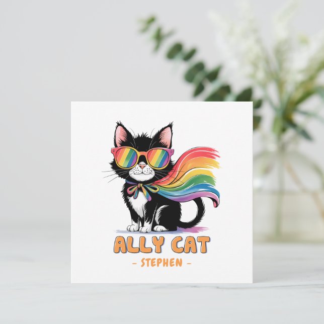 Gato Ally - Gato arcoiris Orgullo LGBTQ (Anverso de pie)