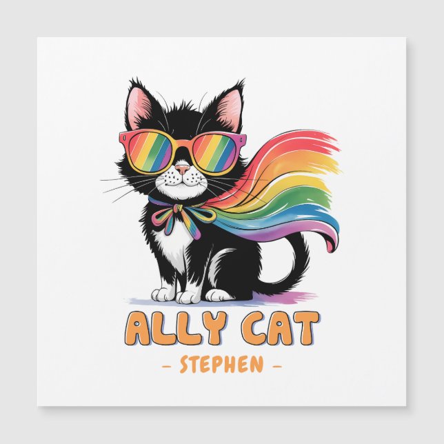 Gato Ally - Gato arcoiris Orgullo LGBTQ (Anverso)