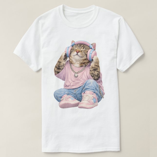 Gato Amante de la Música Camiseta (Diseño del anverso)