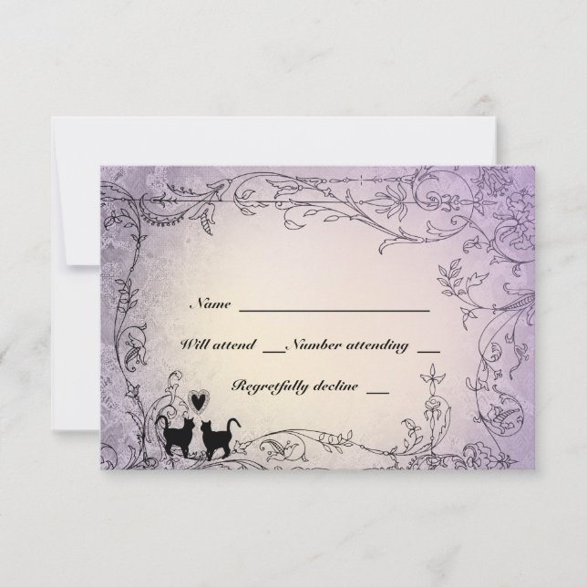 Gato Amantes de la Lavanda Ornate RSVP (Anverso)