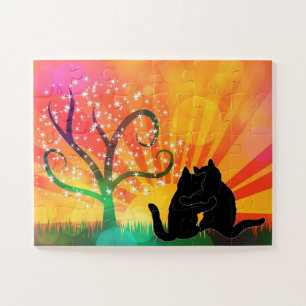 GATO AMANTES DE SUNRISE CAT LOVER JIGSAW PUZZLE FÁ