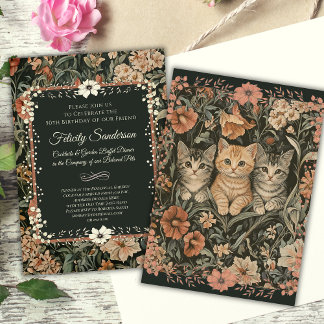 Gato Amantes del Viejo Cumpleaños Invitaciones a F