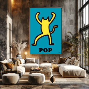 Gato Amarillo Arte Pop Silueta De Animal De Dibujo