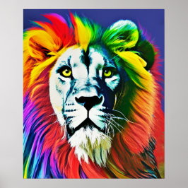 Gato arcoiris, león arcoiris Poster de arte digita