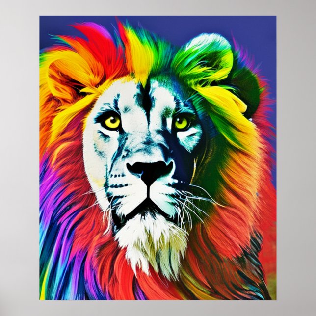 Gato arcoiris, león arcoiris Poster de arte digita (Frente)