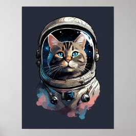 Gato astronauta en arte acuático espacial