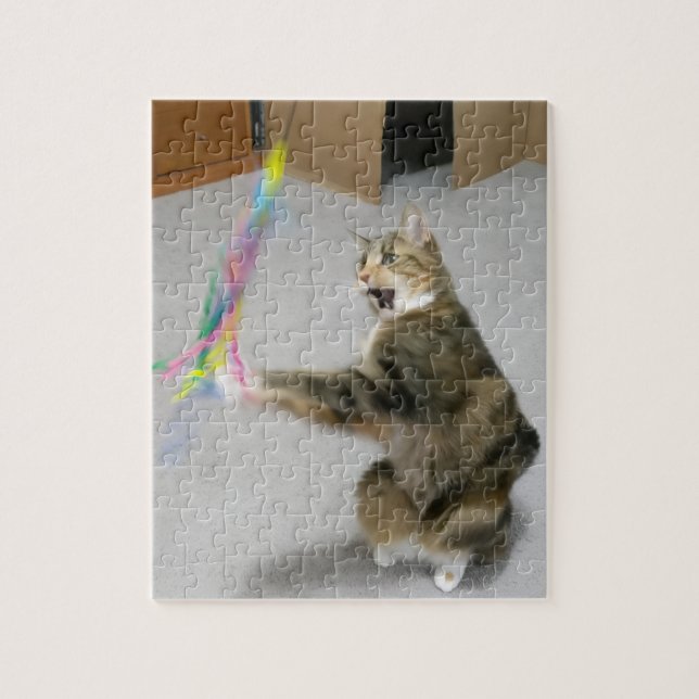 Gato ataca el rompecabezas del juguete teaser (Vertical)