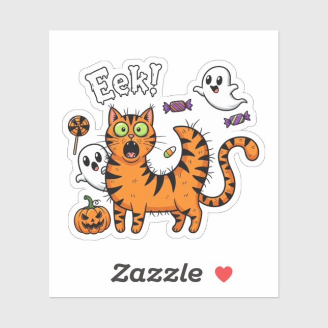 Gato aterrador - Funny Pegatina fantasma de Hallow (Hoja)