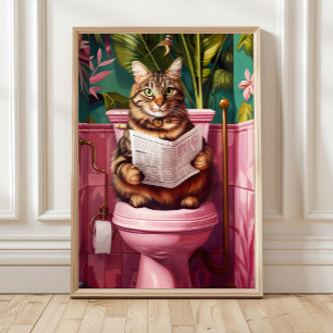 Gato atigrado divertido Impresión de baño Gato ext