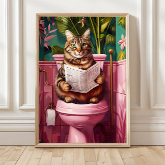 Gato atigrado divertido Impresión de baño Gato ext