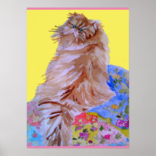 Gato Atigrado Gatos Lindos & Póster de Colcha Colo