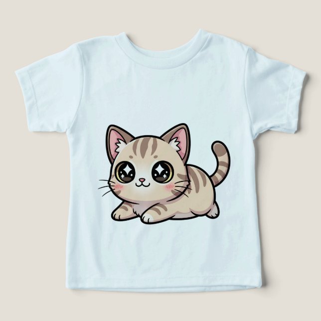 Gato atigrado mentiroso lindo estilo Kawaii (Diseño delantero )