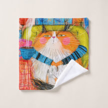 Gato atigrado naranja engreído bebiendo café