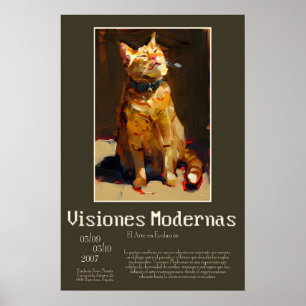 Gato atigrado naranja impresión artística animal e