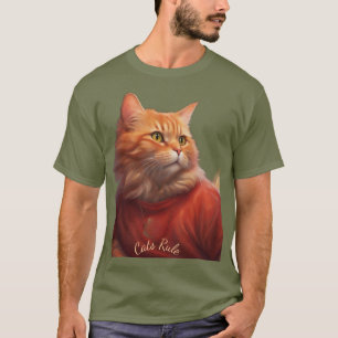 Gato atigrado naranja que lleva camisa dice que lo