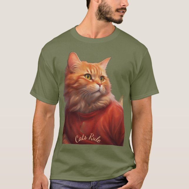 Gato atigrado naranja que lleva camisa dice que lo (Anverso)