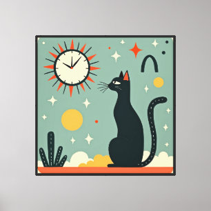 Gato Atómico – Arte Retro Moderno de Mitad de Sigl