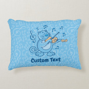 Gato azul con almohada decorativa de violín