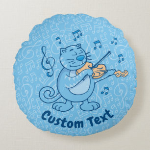 Gato azul con almohada redonda de violín