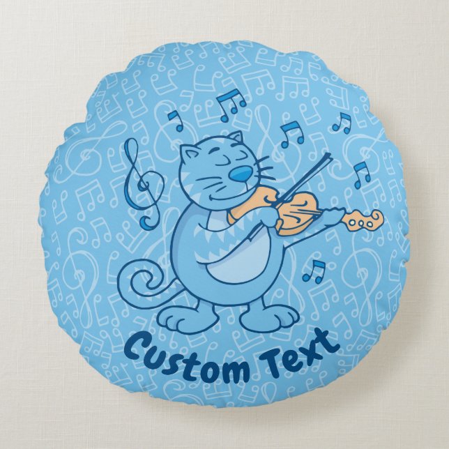 Gato azul con almohada redonda de violín (Anverso)