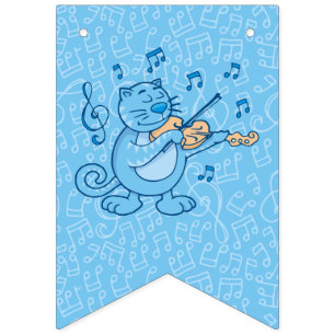 Gato azul con banderas de conglomerado violín