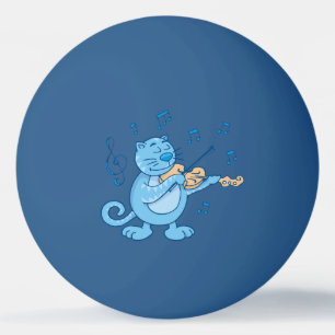 Gato azul con bolas de violín Ping-Pong